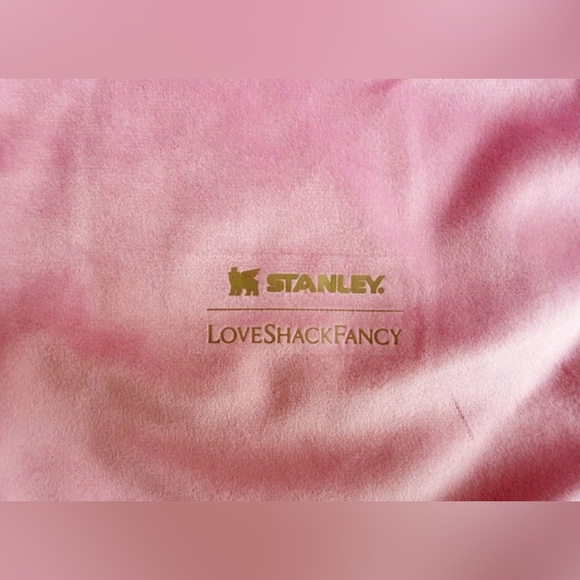 STANLEY Love Shack Fancy Tumbler Drawstring Velvet Storage Bag Pouch Pink - Picture 2 of 7